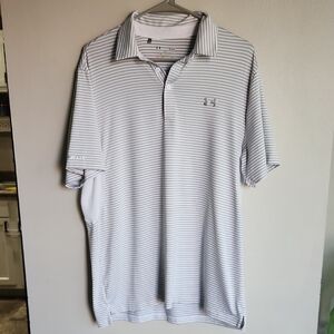 Under Armour Men's Polo Shirt - Light Gray Stripes
